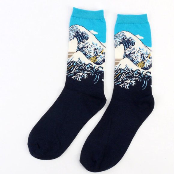 The Great Wave off Kanagawa Katsushika Hokusai Unisex Socks - Picture 1 of 1